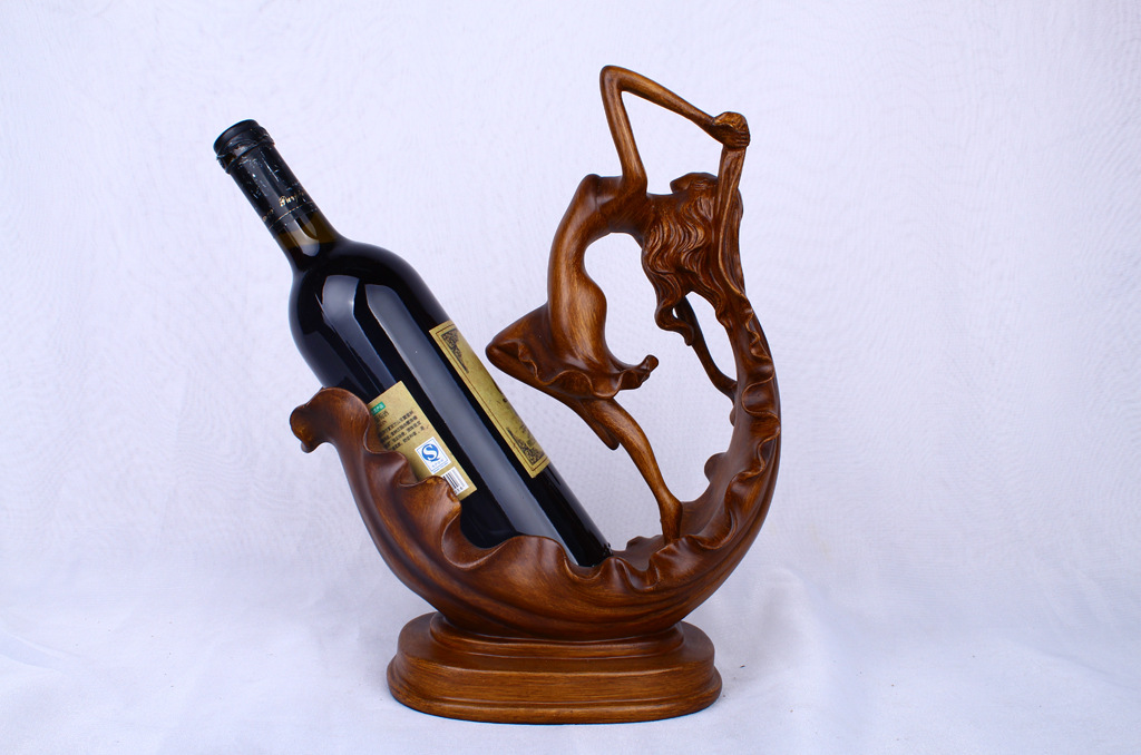 Resin crafts new creative wood-colored dancing lady wine rack display European sitting room TV cabinet wine cabinet small decoration Resin crafts new creative wood-colored dancing lady wine rack display European sitting room TV cabinet wine cabinet small decoration