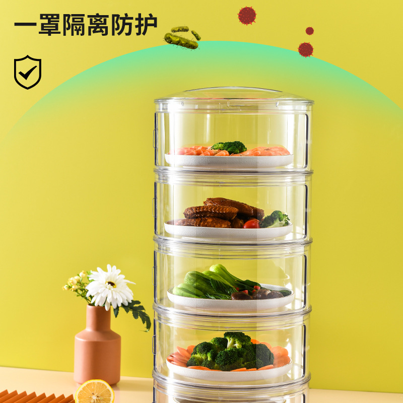 Pet Transparent Thermal Insulation Vegetable Cover Mosquito Dust-Proof Dining Table Food Cover Refrigerator Leftovers Multi-Layer Fresh-Keeping Box Lunch Cover