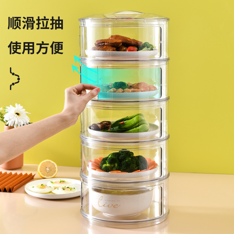 Pet Transparent Thermal Insulation Vegetable Cover Mosquito Dust-Proof Dining Table Food Cover Refrigerator Leftovers Multi-Layer Fresh-Keeping Box Lunch Cover