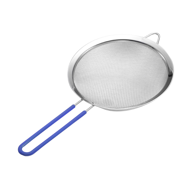Stainless Steel Wide-Brim Twill Mesh Oil Grid Baking Oil-Proof Fishing Bird&#039;s Nest Soybean Milk Colander Silicone Kitchenware Stall Supply