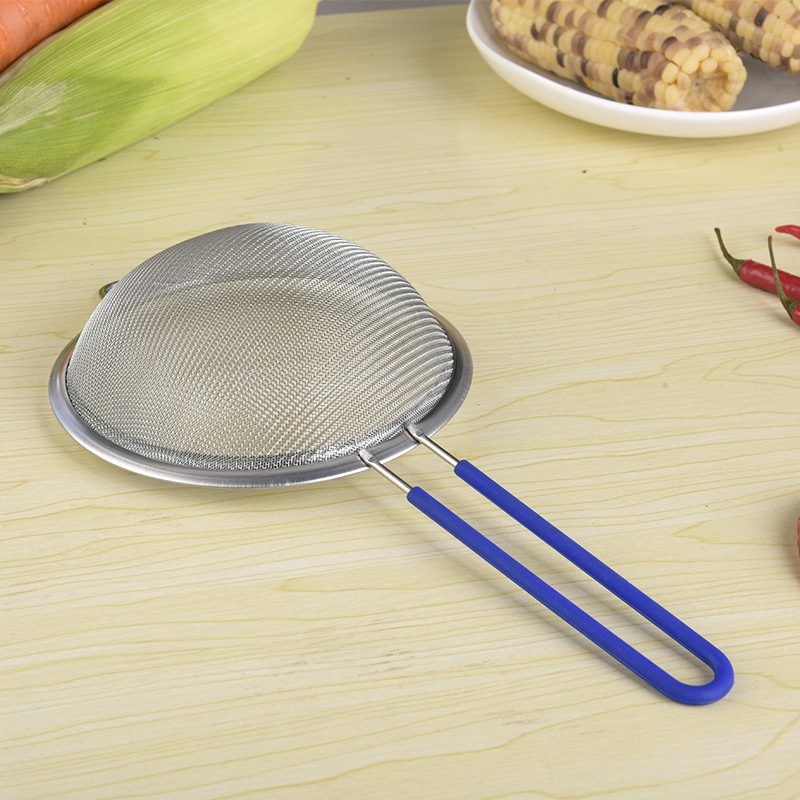 Stainless Steel Wide-Brim Twill Mesh Oil Grid Baking Oil-Proof Fishing Bird&#039;s Nest Soybean Milk Colander Silicone Kitchenware Stall Supply