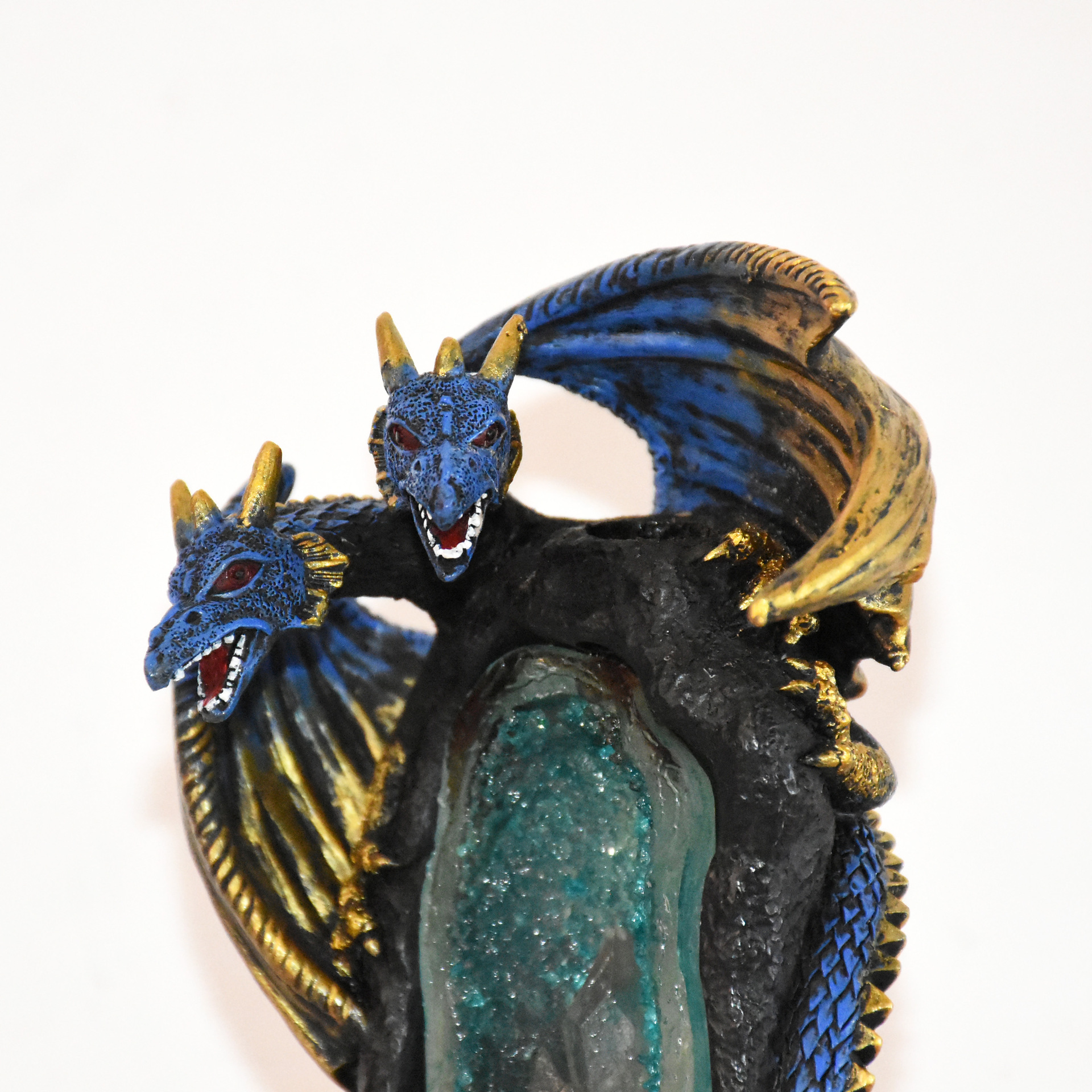 Cross-Border New Resin Censer Double-Headed Dragon Creative Home Crafts Backflow Incense Led Colorful Crystal Lamp Incense Burner
