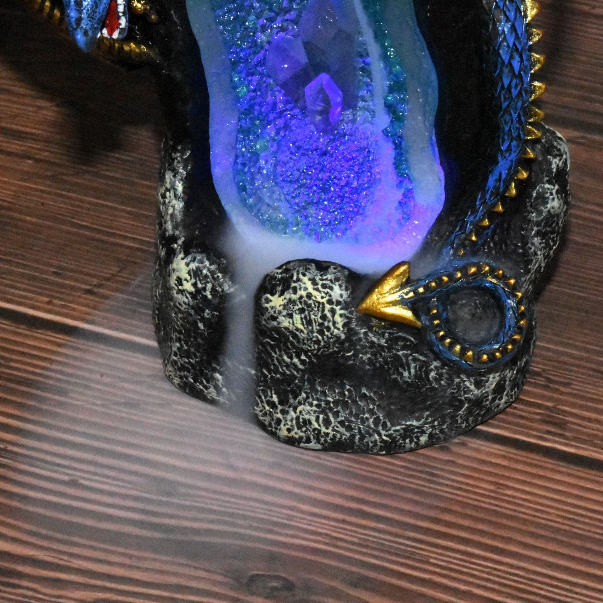Cross-Border New Resin Censer Double-Headed Dragon Creative Home Crafts Backflow Incense Led Colorful Crystal Lamp Incense Burner