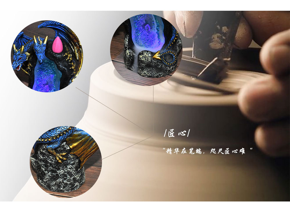 Cross-Border New Resin Censer Double-Headed Dragon Creative Home Crafts Backflow Incense Led Colorful Crystal Lamp Incense Burner Cross-Border New Resin Censer Double-Headed Dragon Creative Home Crafts Backflow Incense Led Colorful Crystal Lamp Incense Burner