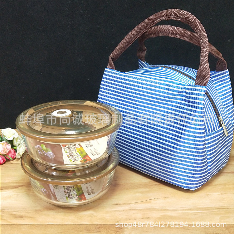 Glass Fresh Bowl Fresh-Keeping Lunch Box Set Home Instant Noodle Bowl Bento Box Salad Bowl Match Sets Gift Wholesale