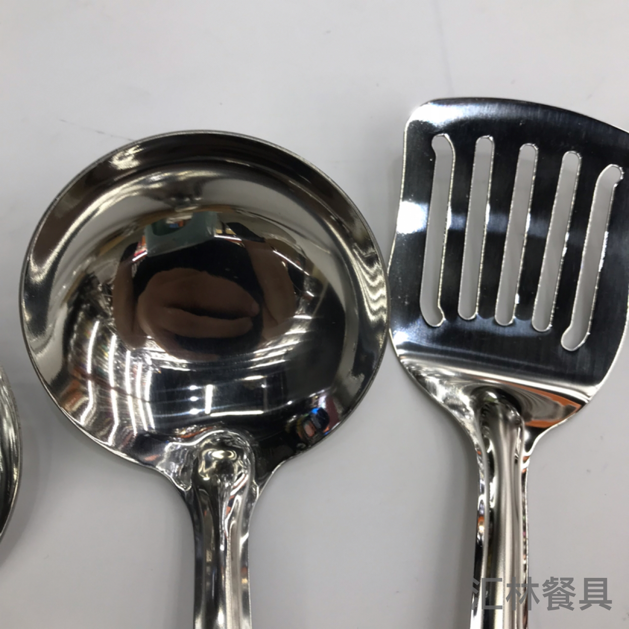 Stainless Steel Kitchenware 1.2cm Solid Wood round Handle Porridge Colander Spatula Flat Shovel Long Tongue Drain Spoon Short Rice Spoon Customizable