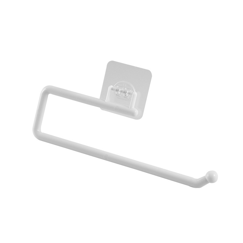 Punch-Free Kitchen Tissue Holder Roll Stand Rack Plastic Wrap Storage Rack Toilet Paper Hook Rag Holder