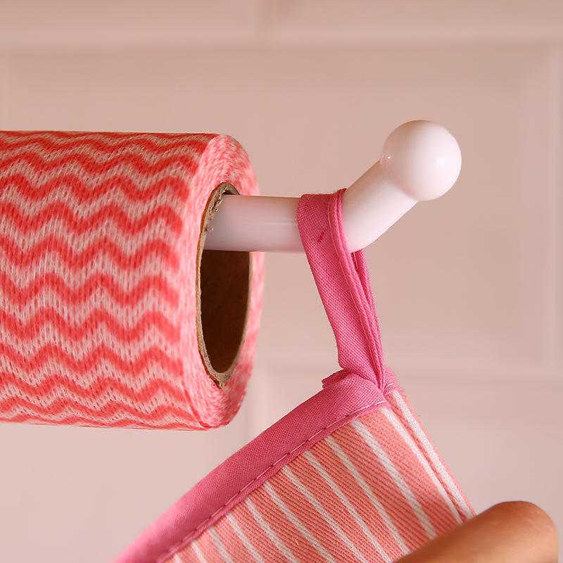 Punch-Free Kitchen Tissue Holder Roll Stand Rack Plastic Wrap Storage Rack Toilet Paper Hook Rag Holder