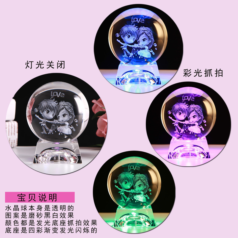 Creative K9 Solar System Crystal Ball Transparent Glass Ball Elk Music Box 3D Inter-Carven Crystal Crafts Ornaments