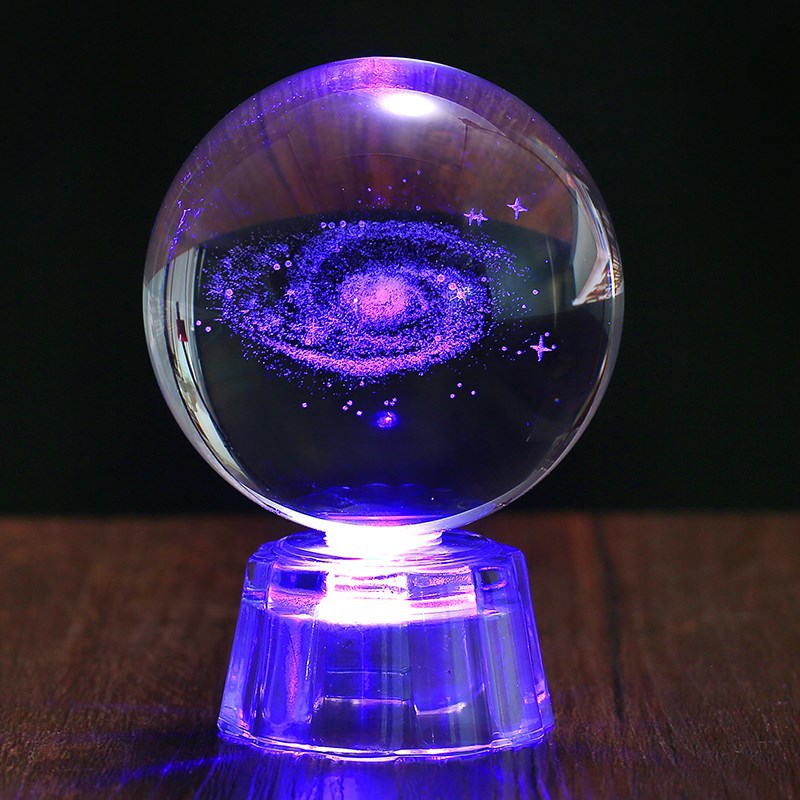 Creative K9 Solar System Crystal Ball Transparent Glass Ball Elk Music Box 3D Inter-Carven Crystal Crafts Ornaments