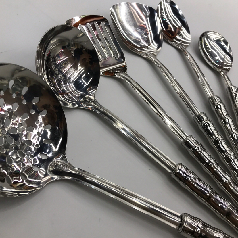 Stainless Steel Kitchenware 1.2 Small Bamboo Steel Handle Porridge Colander Spatula Flat Shovel Long Tongue Drain Spoon Short Rice Spoon Can Be Customized Stainless Steel Kitchenware 1.2 Small Bamboo Steel Handle Porridge Colander Spatula Flat Shovel Long Tongue Drain Spoon Short Rice Spoon Can Be Customized