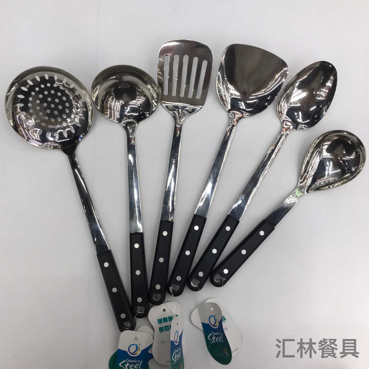 201 Stainless Steel Kitchenware Three Nails Black Pearl Porridge Colander Spatula Long Tongue Short Rice Spoon Customizable Logo