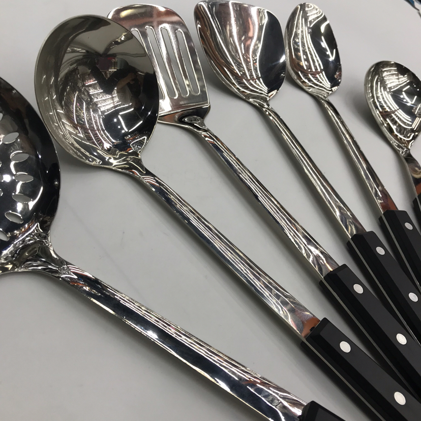 201 Stainless Steel Kitchenware Three Nails Black Pearl Porridge Colander Spatula Long Tongue Short Rice Spoon Customizable Logo 201 Stainless Steel Kitchenware Three Nails Black Pearl Porridge Colander Spatula Long Tongue Short Rice Spoon Customizable Logo