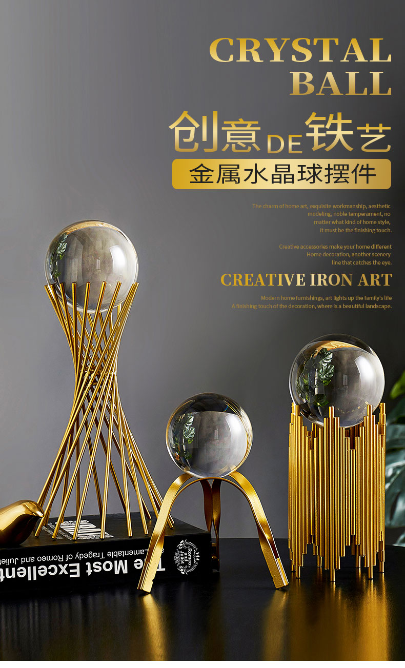 Modern Simple and Light Luxury Crystal Ball Decoration Creative Home Living Room Entrance Decoration Model Room Wine Cabinet Crafts Modern Simple and Light Luxury Crystal Ball Decoration Creative Home Living Room Entrance Decoration Model Room Wine Cabinet Crafts