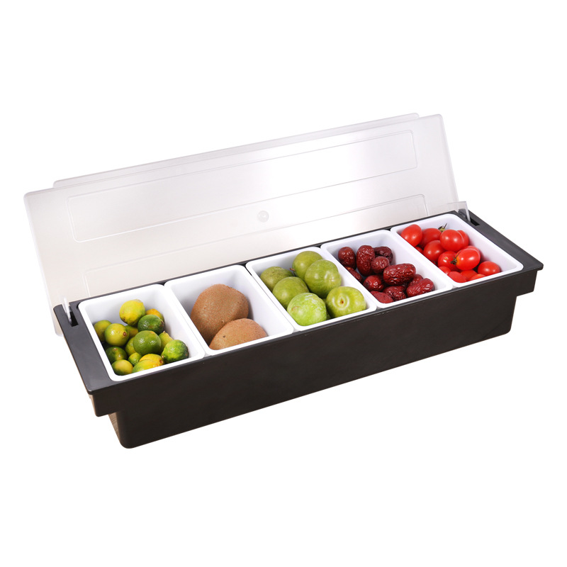 Plastic Multi-Grid Water Fruit Box Fresh-Keeping Condiment Dispenser Bar Bar Special Compartment Fruit Box Cocktail Decorative Box Wholesale