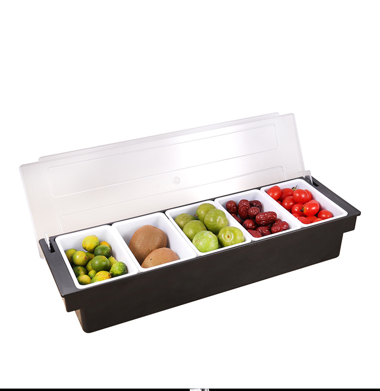 Plastic Multi-Grid Water Fruit Box Fresh-Keeping Condiment Dispenser Bar Bar Special Compartment Fruit Box Cocktail Decorative Box Wholesale