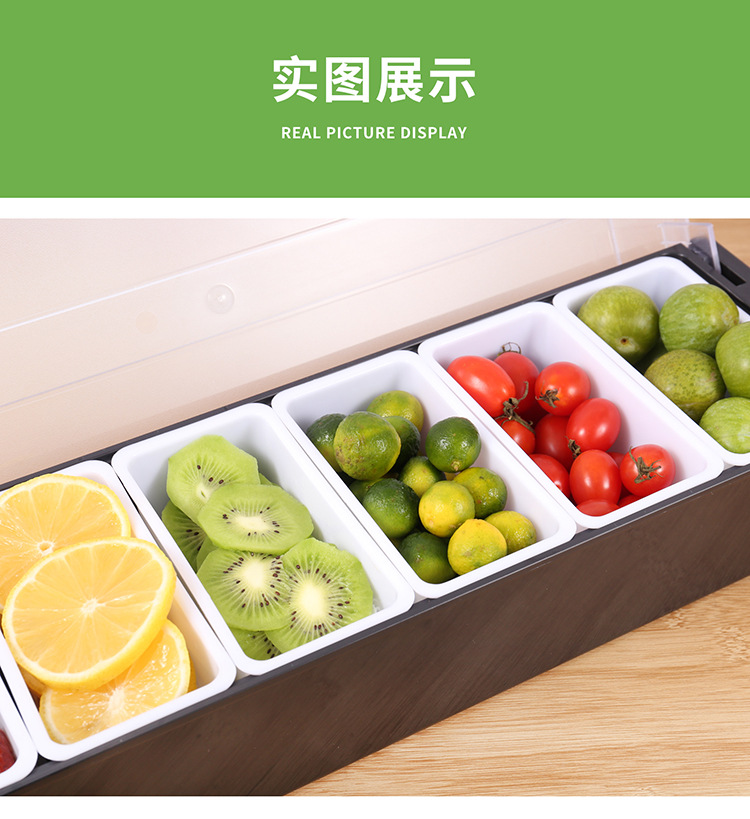 Plastic Multi-Grid Water Fruit Box Fresh-Keeping Condiment Dispenser Bar Bar Special Compartment Fruit Box Cocktail Decorative Box Wholesale