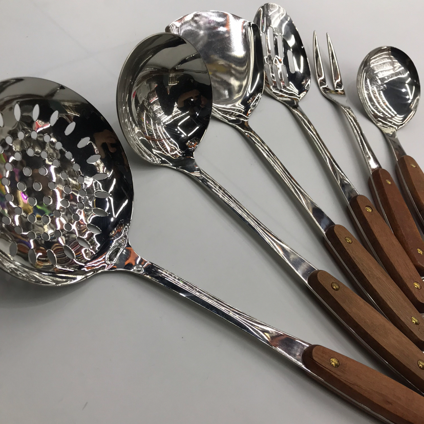 201 Stainless Steel Kitchenware Two-Nail Tip Wooden Handle Porridge Colander Spatula Long Tongue Drain Short Rice Spoon Customizable Logo 201 Stainless Steel Kitchenware Two-Nail Tip Wooden Handle Porridge Colander Spatula Long Tongue Drain Short Rice Spoon Customizable Logo