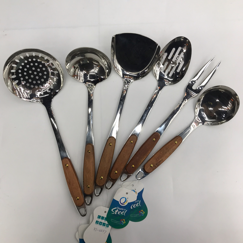 201 Stainless Steel Kitchenware Two-Nail Tip Wooden Handle Porridge Colander Spatula Long Tongue Drain Short Rice Spoon Customizable Logo 201 Stainless Steel Kitchenware Two-Nail Tip Wooden Handle Porridge Colander Spatula Long Tongue Drain Short Rice Spoon Customizable Logo