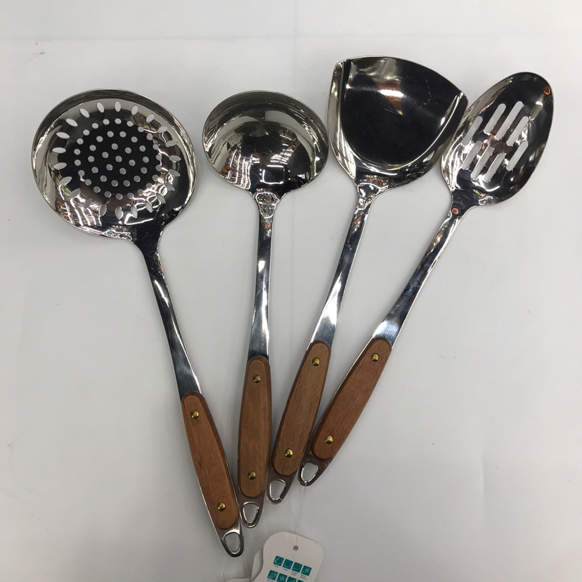 201 Stainless Steel Kitchenware Two-Nail Tip Wooden Handle Porridge Colander Spatula Long Tongue Drain Short Rice Spoon Customizable Logo 201 Stainless Steel Kitchenware Two-Nail Tip Wooden Handle Porridge Colander Spatula Long Tongue Drain Short Rice Spoon Customizable Logo