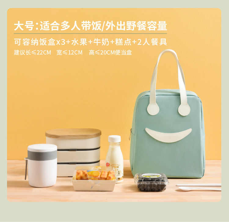 Large Capacity Portable Insulated Bag Thickened Aluminum Film Fresh-Keeping Lunch Box Bag Student with Rice Lunch Bag Ice Pack