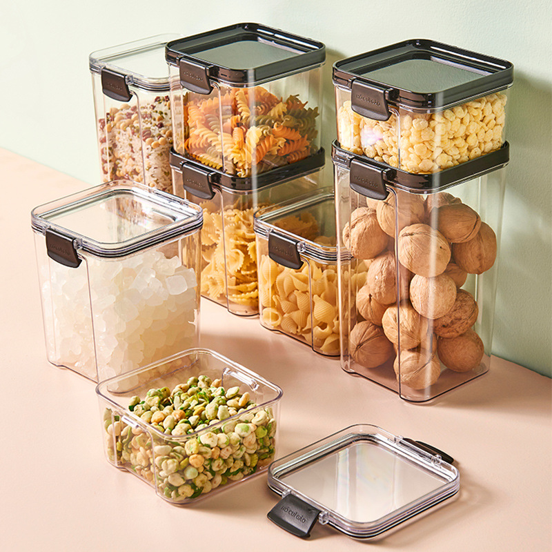 Kitchen Refrigerator Fresh-Keeping Sealed Jar Food Grade Transparent Plastic Miscellaneous Grains Jar Sealed Box Storage Jar Storage Box