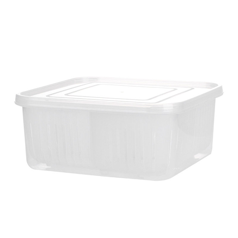 Four Grids with Lid Chopped Green Onion Ginger Slice Garlic Fresh-Keeping Box Refrigerator Fruit Vegetable Storage Kitchen Draining Storage Box with Lid