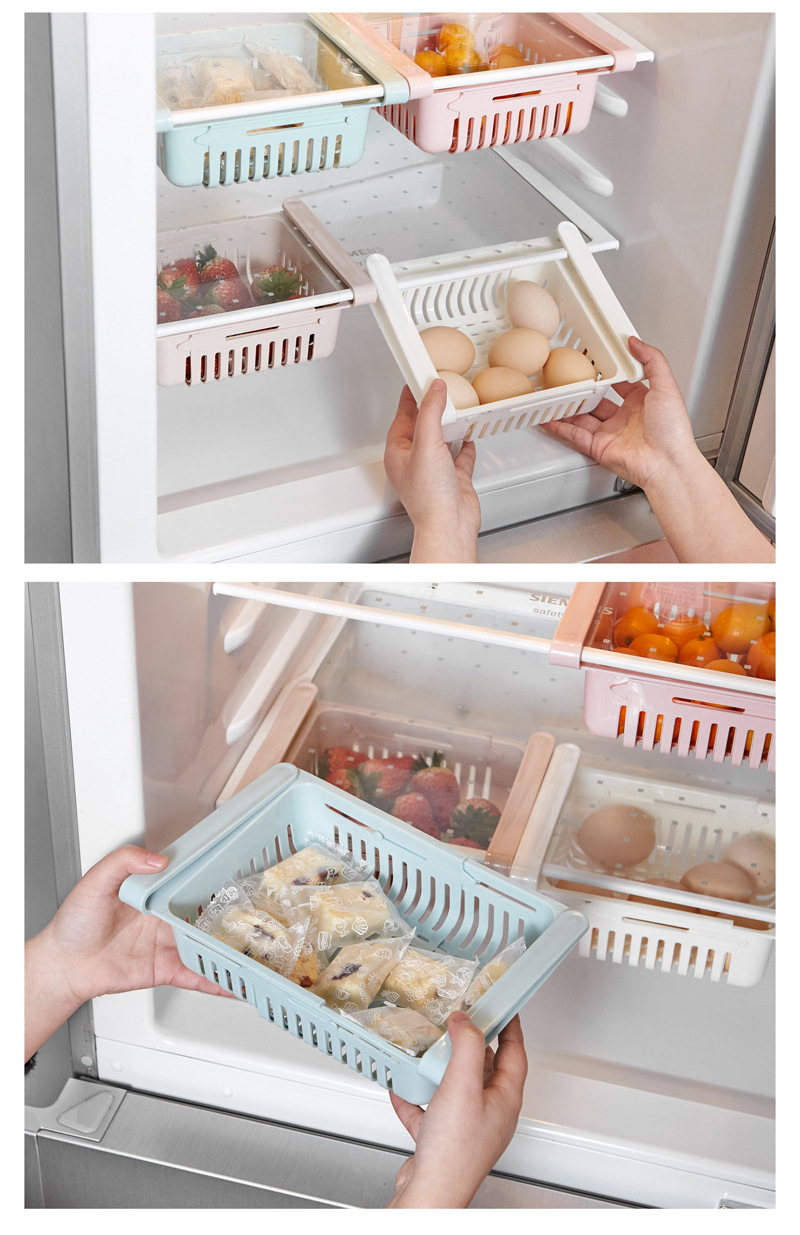 Retractable Refrigerator Partition Storage Rack Household Storage Rack Fresh-Keeping Pull-out Classification Box