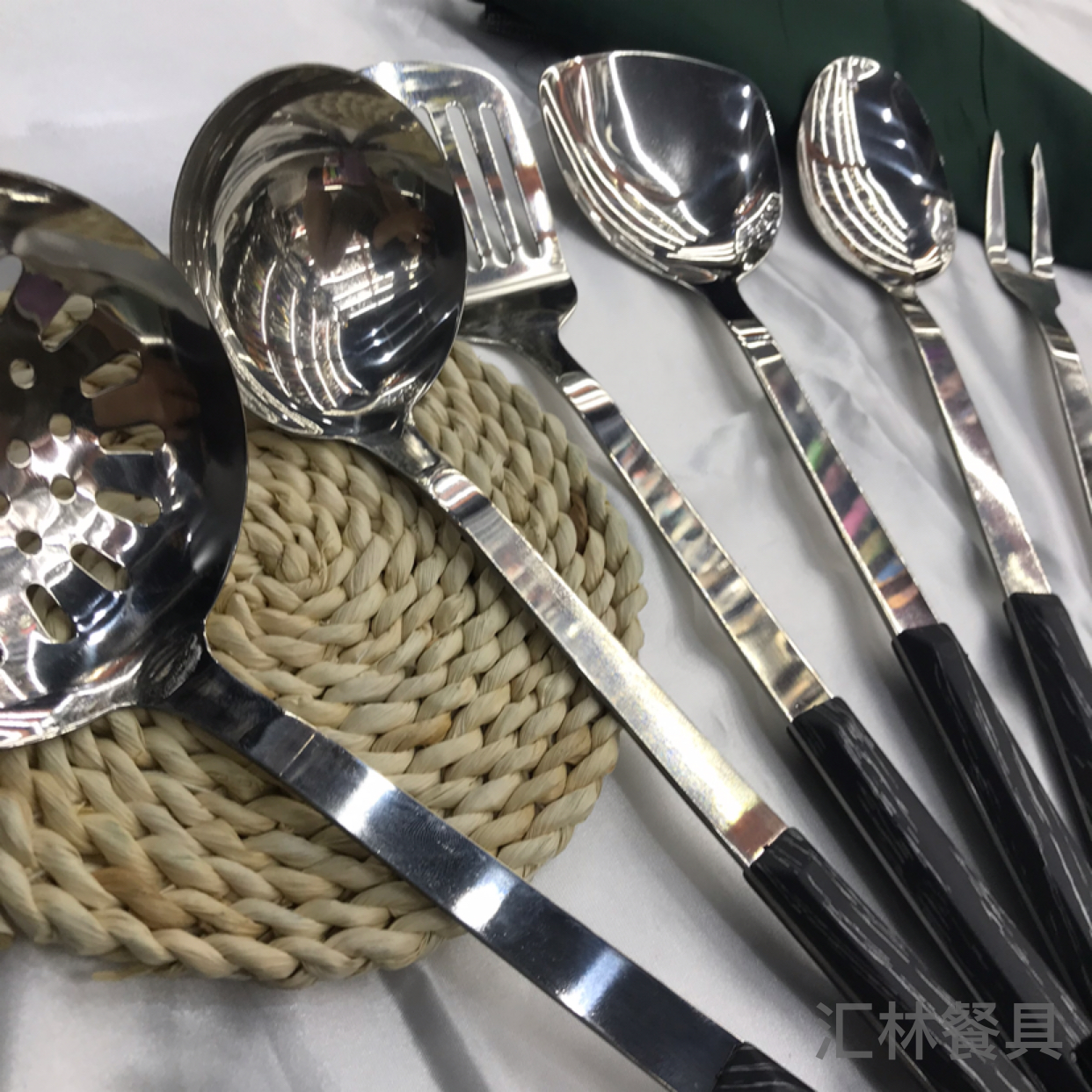 Stainless Steel Kitchenware 3cm Colorful Square Handle Porridge Colander Spatula Flat Shovel Long Tongue Spoon Hotel Exclusive