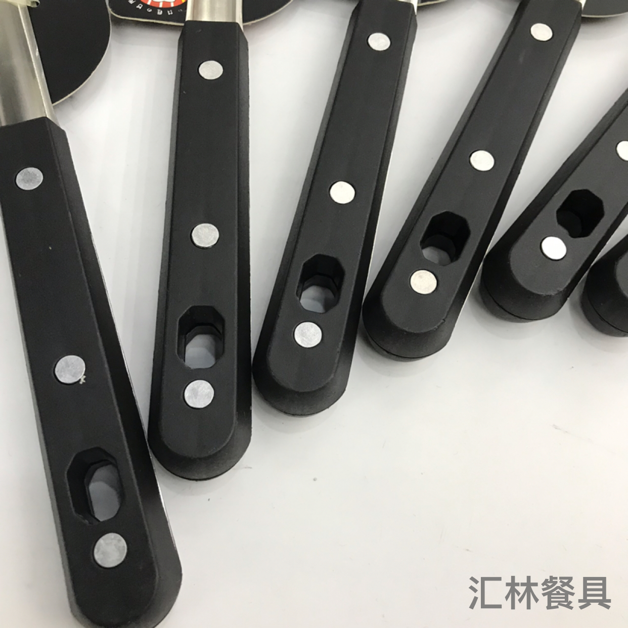Stainless Steel Kitchenware 1.5cm Non-Magnetic Black Pearl Handle Anti-Scald Porridge Colander Spatula Flat Shovel Long Tongue Spoon Can Be Customized