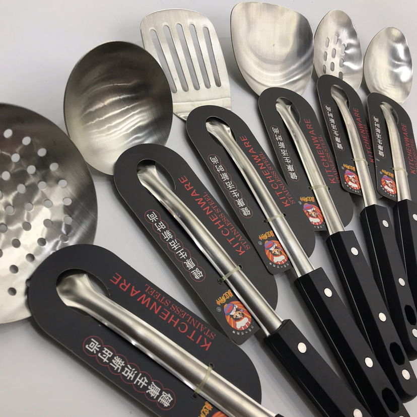 Stainless Steel Kitchenware 1.5cm Non-Magnetic Black Pearl Handle Anti-Scald Porridge Colander Spatula Flat Shovel Long Tongue Spoon Can Be Customized Stainless Steel Kitchenware 1.5cm Non-Magnetic Black Pearl Handle Anti-Scald Porridge Colander Spatula Flat Shovel Long Tongue Spoon Can Be Customized