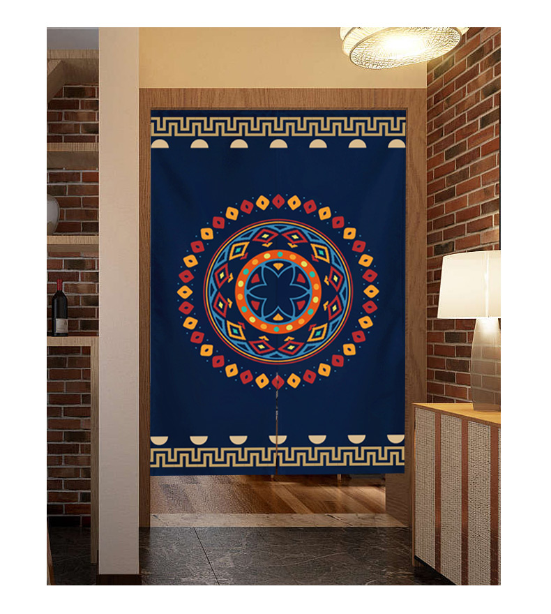 Ethnic Fabric Door Curtain and Partition Curtain Household Bedroom Kitchen Covering Decorative Cloth Curtain Bathroom Half Curtain Punch-Free