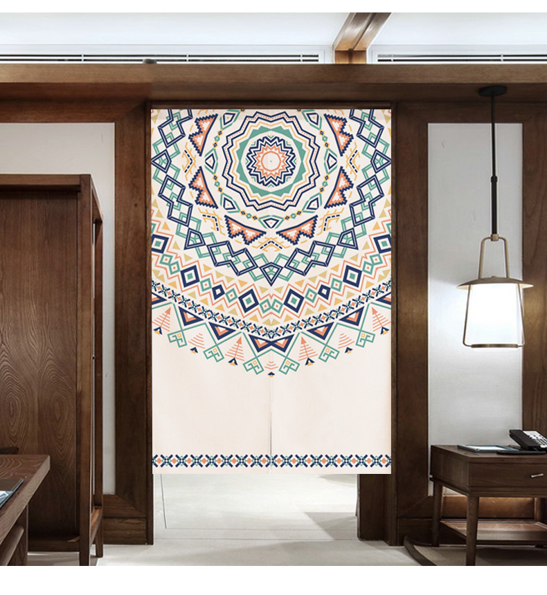 Ethnic Fabric Door Curtain and Partition Curtain Household Bedroom Kitchen Covering Decorative Cloth Curtain Bathroom Half Curtain Punch-Free