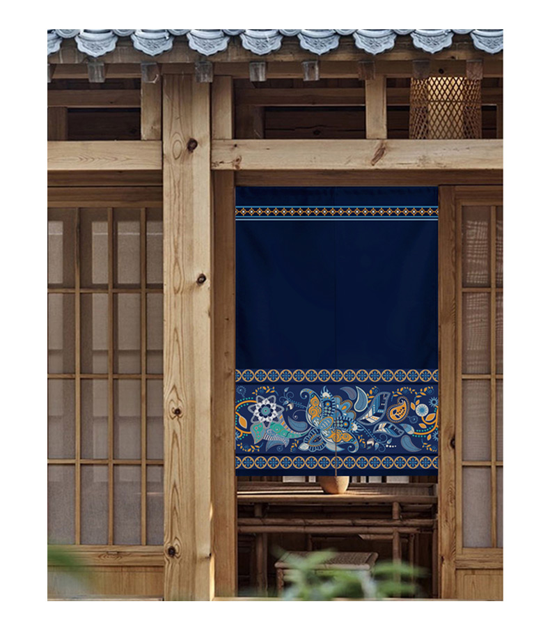 Ethnic Fabric Door Curtain and Partition Curtain Household Bedroom Kitchen Covering Decorative Cloth Curtain Bathroom Half Curtain Punch-Free