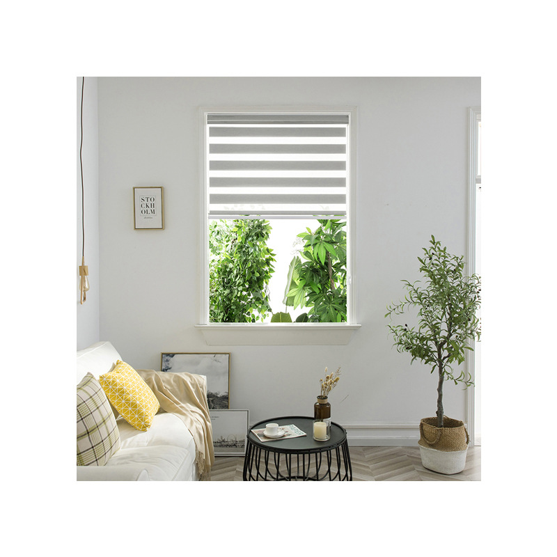Factory Direct Sales Customized Curtain Louver Curtain Double-Layer Soft Gauze Curtain Waterproof Polyester Fabric Room Darkening Roller Shade Curtain