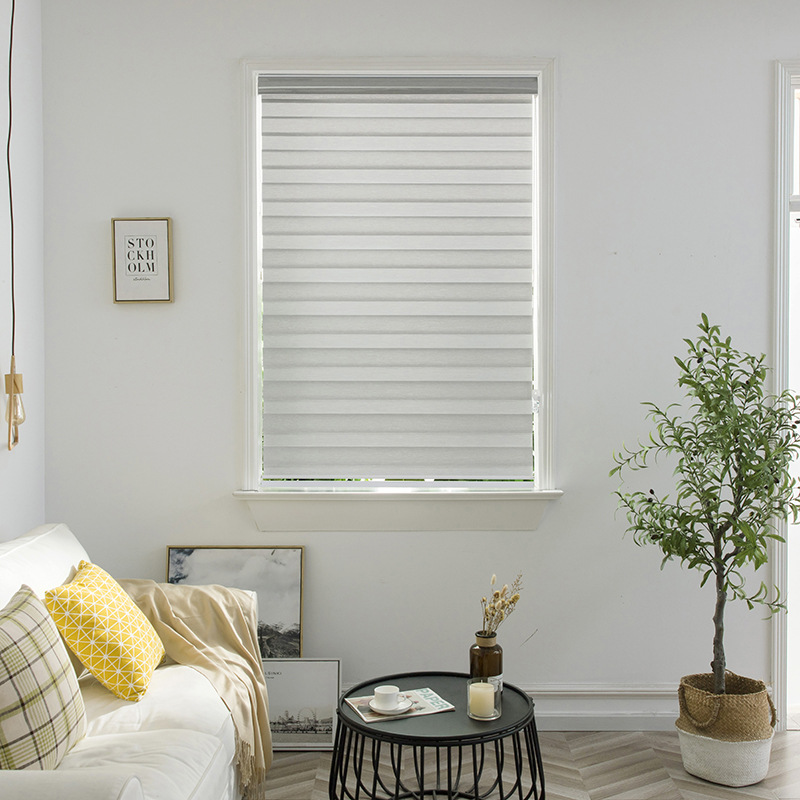 Factory Direct Sales Customized Curtain Louver Curtain Double-Layer Soft Gauze Curtain Waterproof Polyester Fabric Room Darkening Roller Shade Curtain