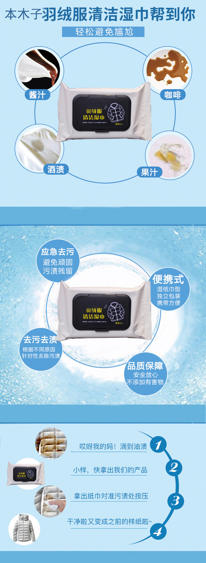 Down Jacket Cleaning Wipes Cotton Clothes Fabric Sofa Curtain Oil Removing Decontamination Disposable Dry Cleaning Agent Disposable Wet Tissue