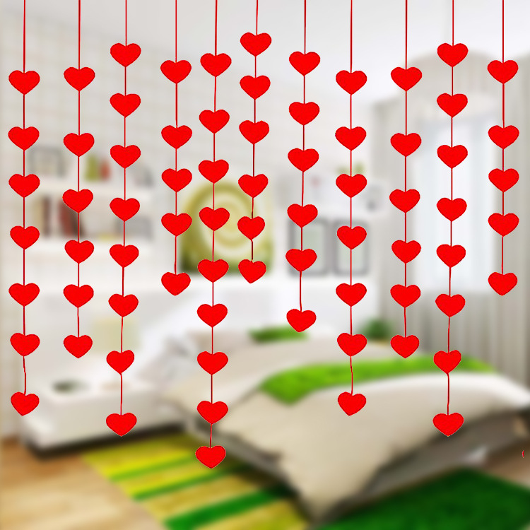 Wedding Door Curtain Hanging Decoration Indoor Wedding Room Decoration Layout Felt Non-Woven Fabric Heart Love Heart Latte Art Supplies