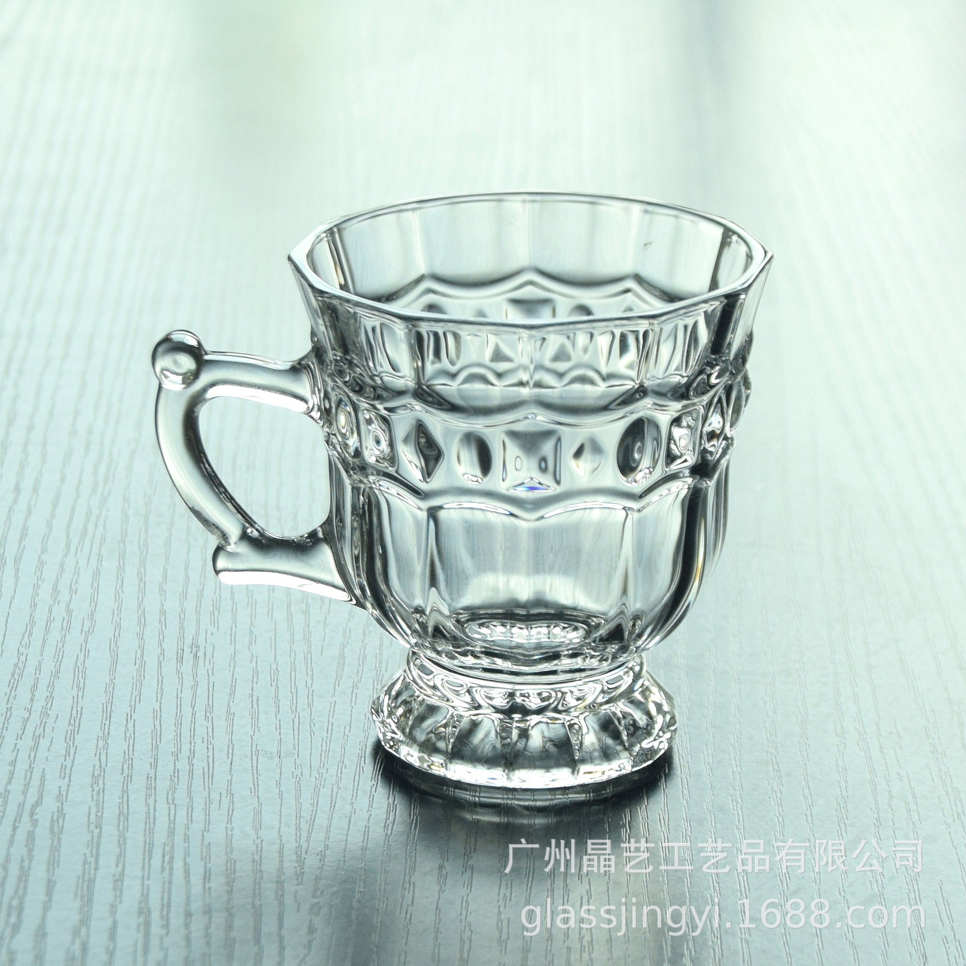 Refined White Glass Cup Exquisite Beer Steins Restaurant Tea Cup with Base Small Handle Cup Coffee Cup LeadFree Refined White Glass Cup Exquisite Beer Steins Restaurant Tea Cup with Base Small Handle Cup Coffee Cup LeadFree