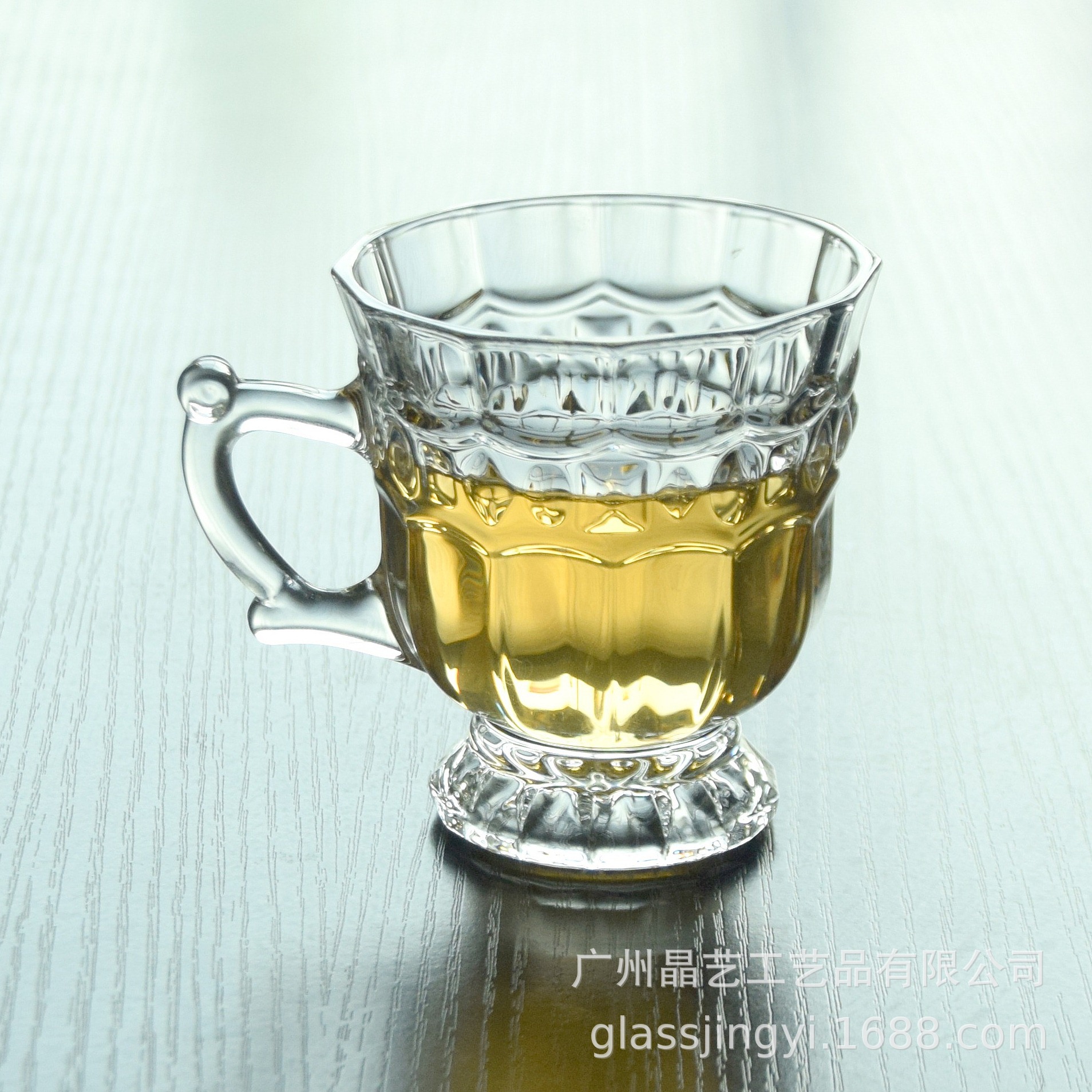 Refined White Glass Cup Exquisite Beer Steins Restaurant Tea Cup with Base Small Handle Cup Coffee Cup LeadFree Refined White Glass Cup Exquisite Beer Steins Restaurant Tea Cup with Base Small Handle Cup Coffee Cup LeadFree
