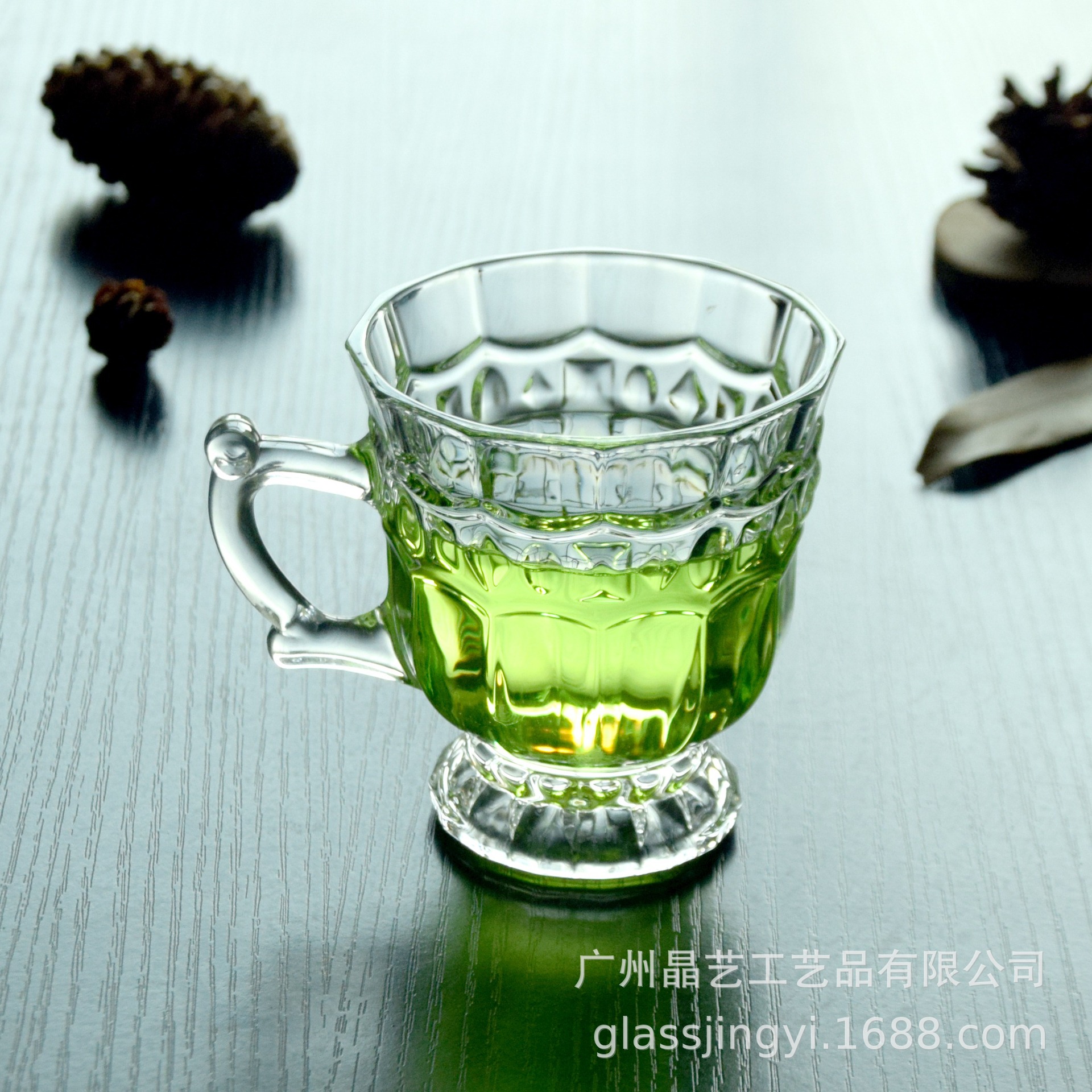 Refined White Glass Cup Exquisite Beer Steins Restaurant Tea Cup with Base Small Handle Cup Coffee Cup LeadFree Refined White Glass Cup Exquisite Beer Steins Restaurant Tea Cup with Base Small Handle Cup Coffee Cup LeadFree