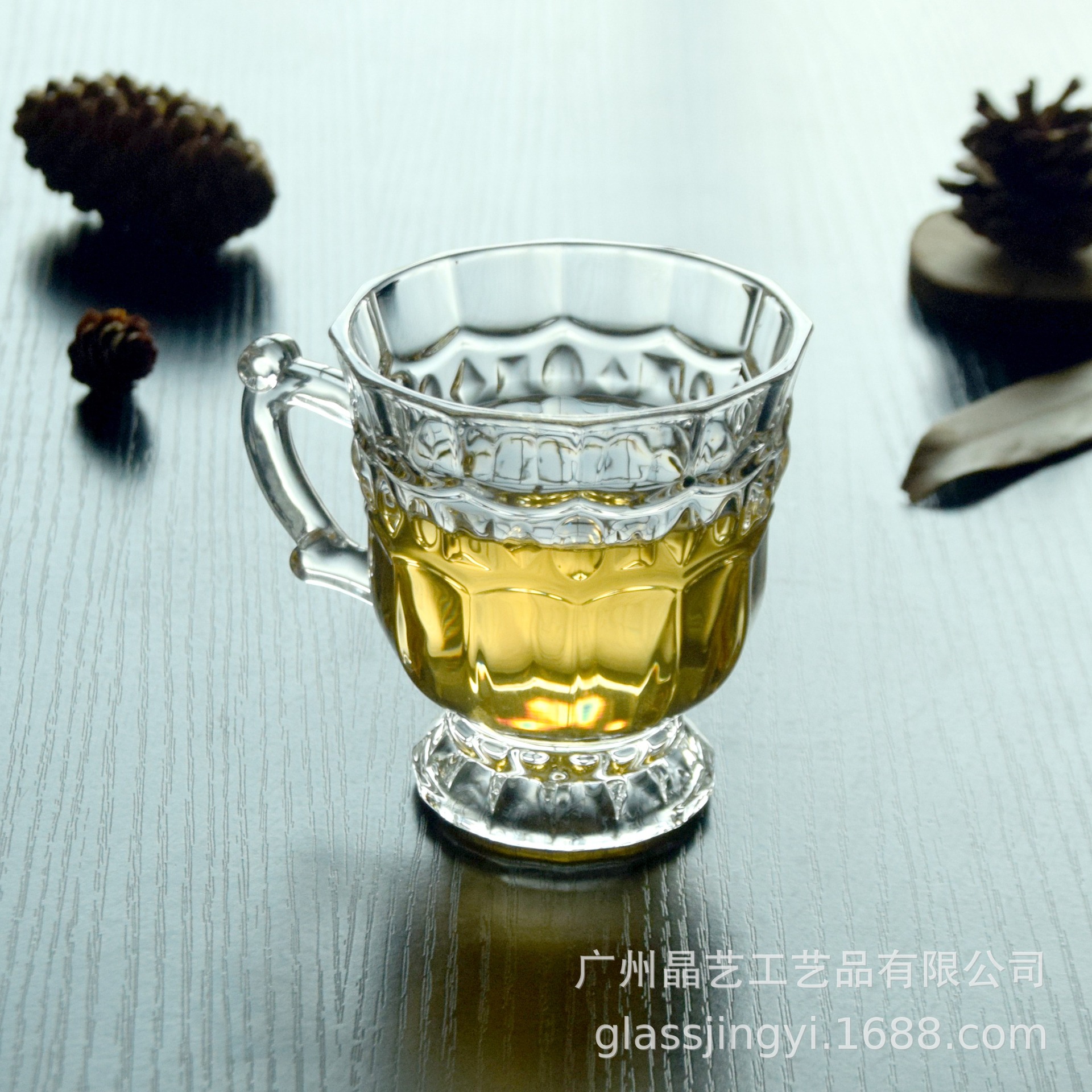 Refined White Glass Cup Exquisite Beer Steins Restaurant Tea Cup with Base Small Handle Cup Coffee Cup LeadFree Refined White Glass Cup Exquisite Beer Steins Restaurant Tea Cup with Base Small Handle Cup Coffee Cup LeadFree