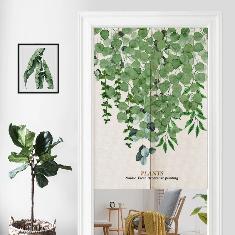 Modern Nordic Greenery Feng Shui Partition Curtain Household Bedroom and Toilet Fitting Room Thick Fabric Hanging Curtain Kitchen Door Curtain