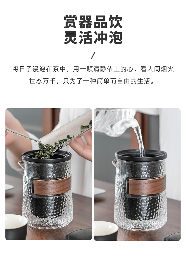 Creative Portable Ceramic Travel Tea Set Black Pottery Convenient Tea Cup Set with Lubao Filter Tea Maker Glass Cup