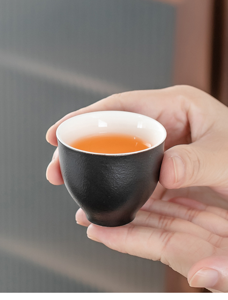 Creative Portable Ceramic Travel Tea Set Black Pottery Convenient Tea Cup Set with Lubao Filter Tea Maker Glass Cup