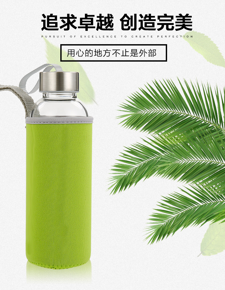 Factory Supply High Temperature Resistant Fashion Water Cup Portable Sports Water Bottle Creative Glass Cup Tea Cup Glass Logo