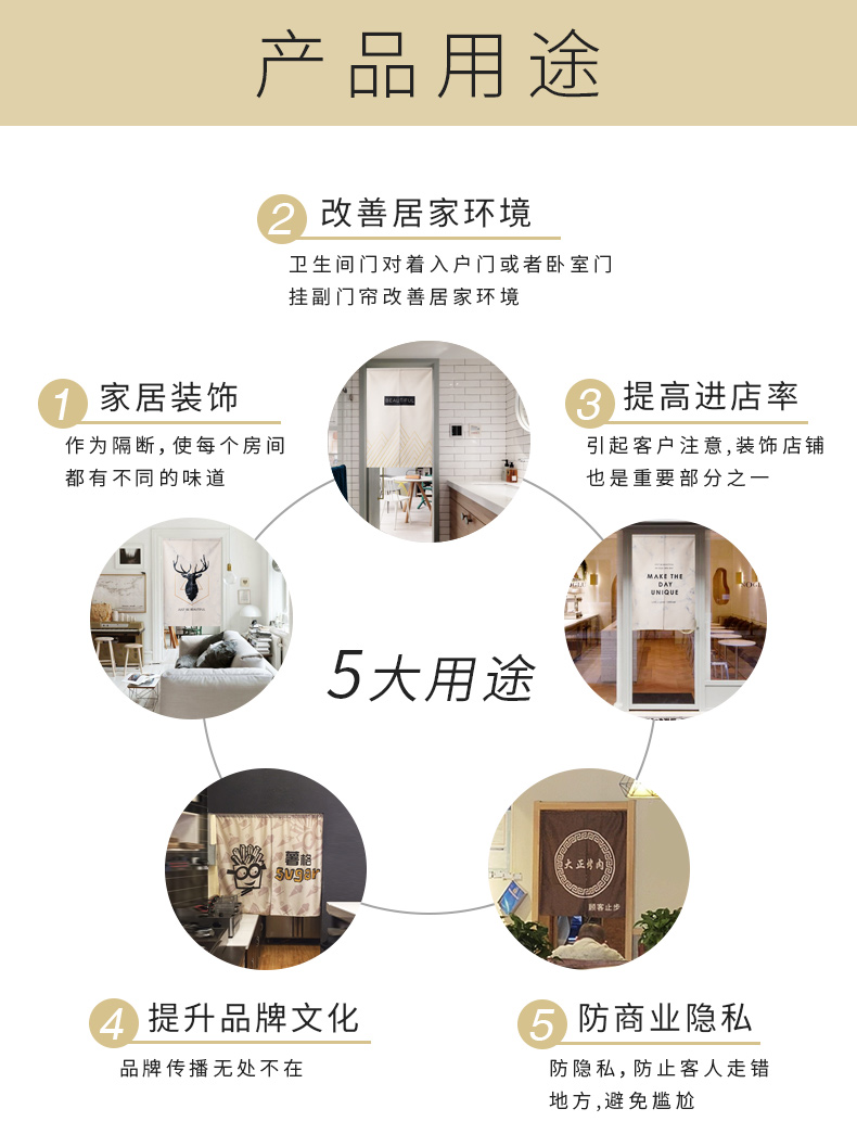 Nordic Fabric Door Curtain and Partition Curtain Household Bedroom Kitchen Covering Cloth Curtain Toilet Half Curtain Punch-Free