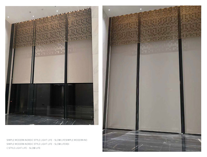 Customized Perspective Roller Blind Curtain Thermal Insulation Lifting Sun Protection Hand Pull Sunlight Fabric Engineering Roller Shutter