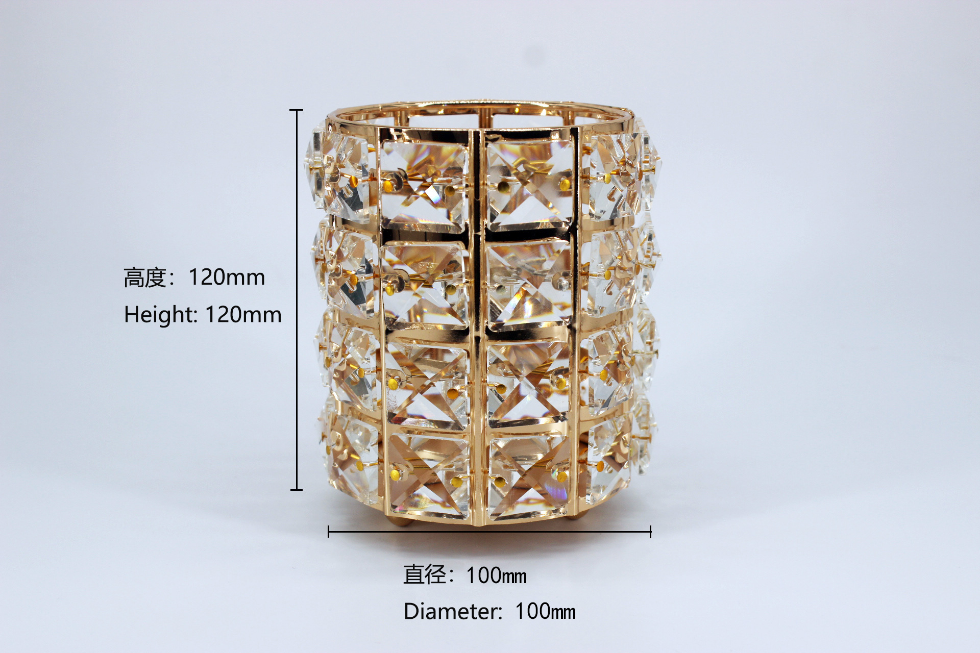 Cosmetics Storage Bucket European Crystal Pen Holder Nail Metal Crafts Wedding Celebration Decoration Props