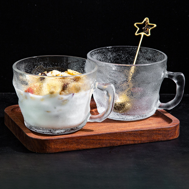 Glass Cup Transparent Home Breakfast Cup Simple Good-looking Water Cup with Handle Milk Cup Large Capacity Glacier Cup